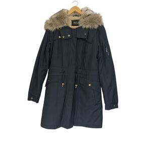 Laundry Faux Fur Hooded Warm Winter Coat Black Women's Size Large